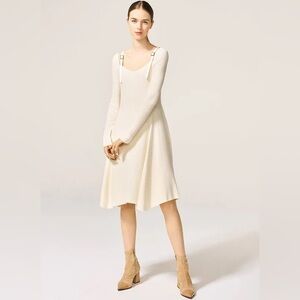 ADEAM Japan Intermix “Colette” ivory sweater ribbed swing dress w buckles M